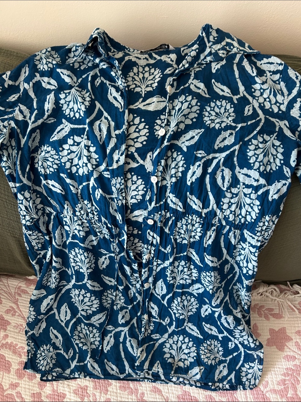 Zara Blue Floral Tunic Top